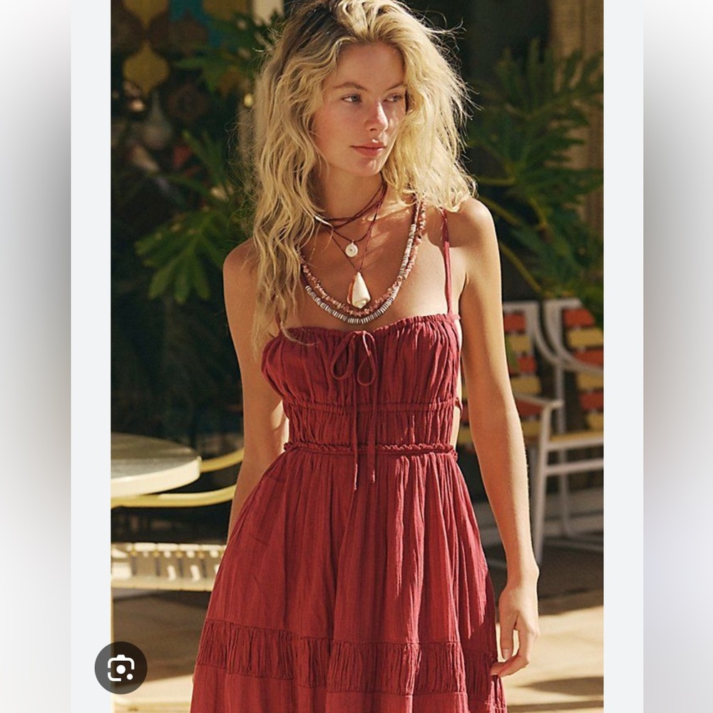 Free people taking sides maxi dress in aged red - Picture 2 of 5